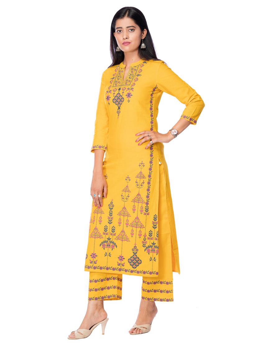 mustard kurta palazzo set - 17715808 - Zoom Image - 2