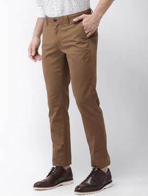 brown solid chinos - 17716054 - Standard Image - 2