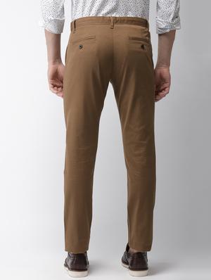brown solid chinos - 17716054 - Standard Image - 3