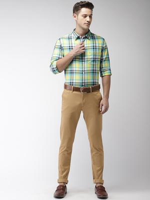 beige solid chinos - 17716057 - Standard Image - 4