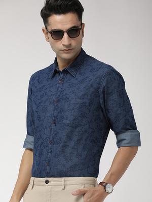 blue printed casual shirt - 17717011 - Standard Image - 2