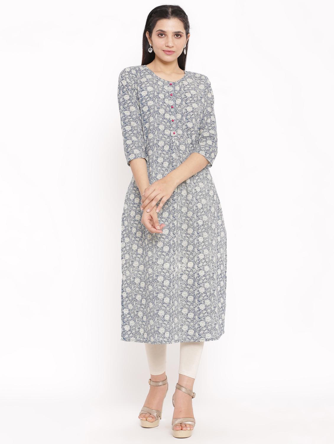 floral straight kurta - 17717214 - Zoom Image - 1
