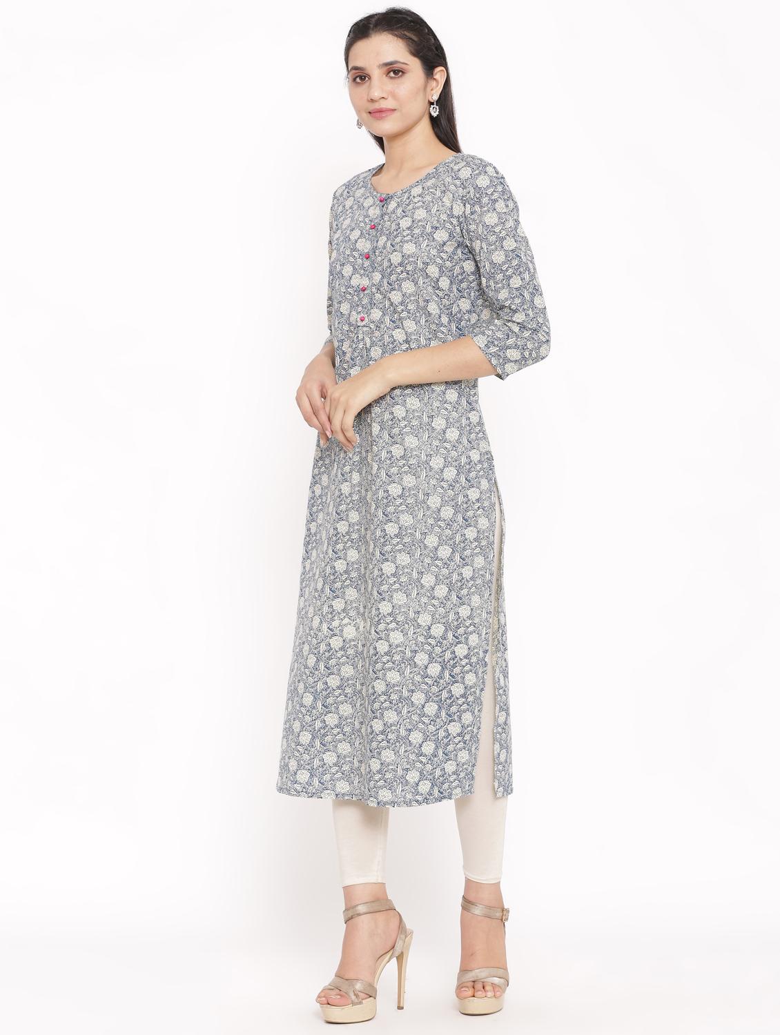 floral straight kurta - 17717214 - Zoom Image - 2