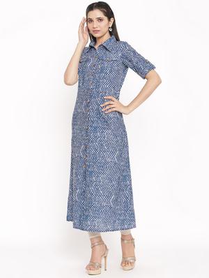 chevron a-line kurta - 17717217 - Standard Image - 2