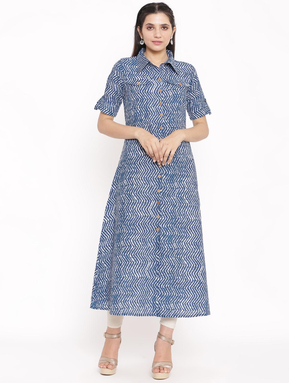 chevron a-line kurta - 17717217 - Zoom Image - 1