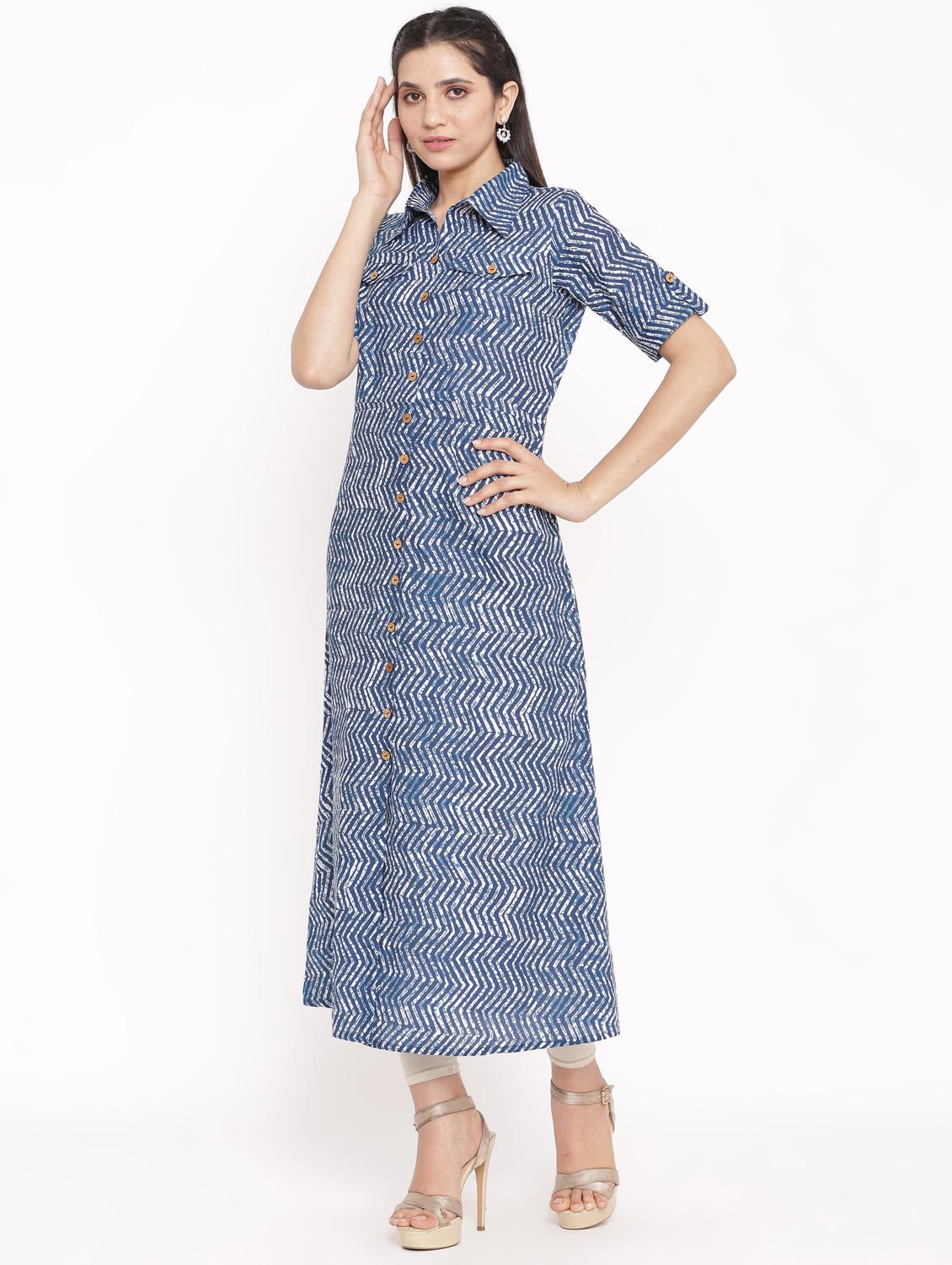 chevron a-line kurta - 17717217 - Zoom Image - 2