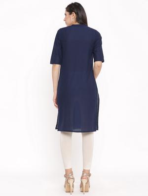 solid straight kurta - 17717221 - Standard Image - 3