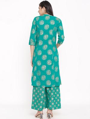 foil print kurta palazzo set - 17717231 - Standard Image - 3