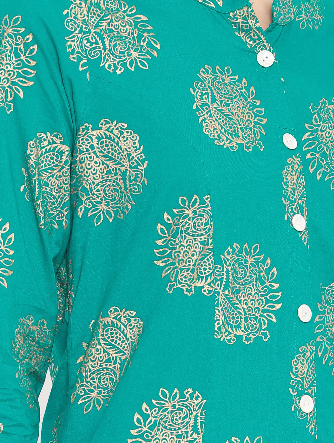 foil print kurta palazzo set - 17717231 - Zoom Image - 4