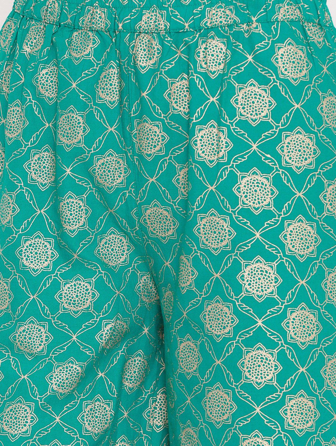 foil print kurta palazzo set - 17717231 - Zoom Image - 5