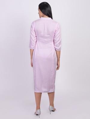 solid a-line ethnic dress - 17717249 - Standard Image - 3