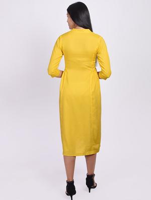 solid a-line ethnic dress - 17717250 - Standard Image - 3