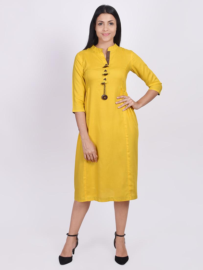 solid a-line ethnic dress - 17717250 - Zoom Image - 1