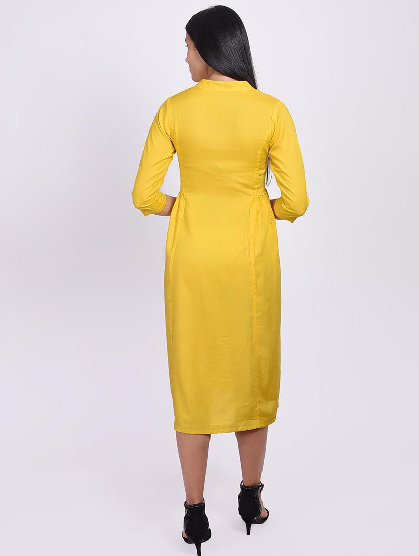solid a-line ethnic dress - 17717250 - Zoom Image - 3