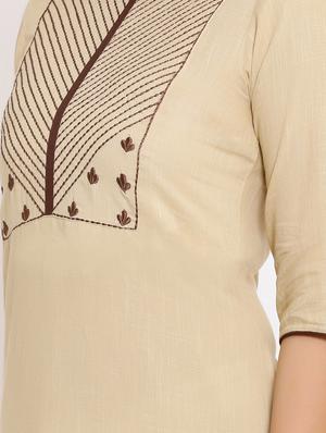 beige embroided straight kurta - 17717258 - Standard Image - 4