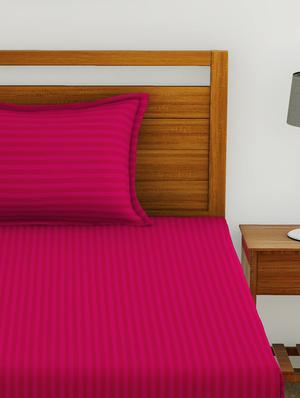 bianca 210tc satin-strie 100% cotton single bedsheet with 1 pillow cover - solid dyed -2pc set- (hilton) abstract-cherry - 17717363 - Standard Image - 3
