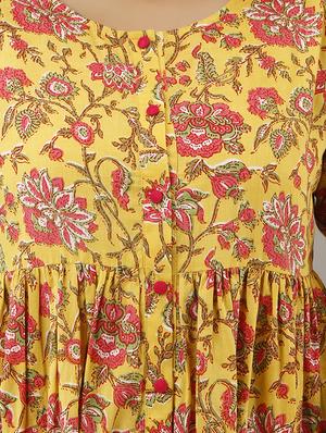 yellow floral fit & flare dress - 17717598 - Standard Image - 5