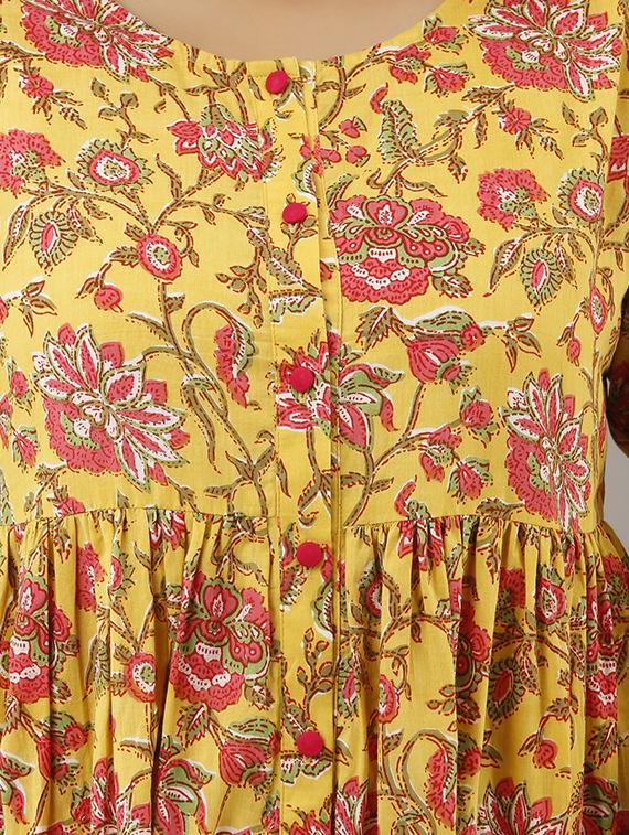 yellow floral fit & flare dress - 17717598 - Zoom Image - 5
