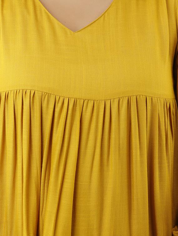 bell sleeved solid tiered dress - 17717599 - Zoom Image - 5