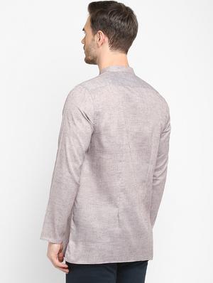 grey solid short kurta - 17718747 - Standard Image - 4