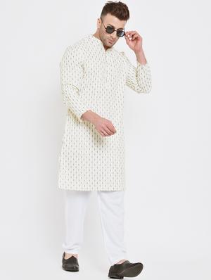 white printed medium length kurta - 17718772 - Standard Image - 4