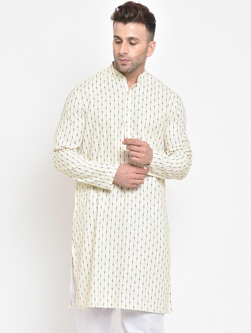 white printed medium length kurta - 17718772 - Zoom Image - 1