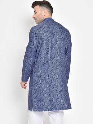 blue printed medium length kurta - 17718776 - Standard Image - 3