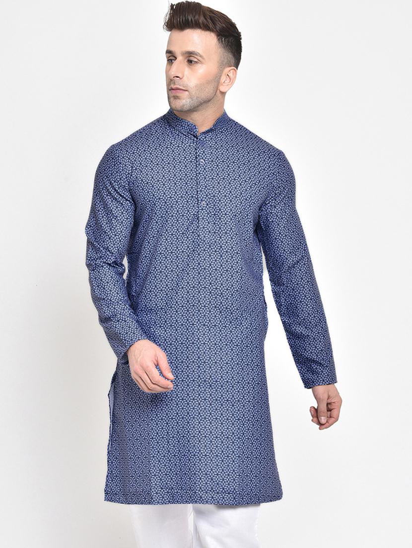 blue printed medium length kurta - 17718776 - Zoom Image - 1
