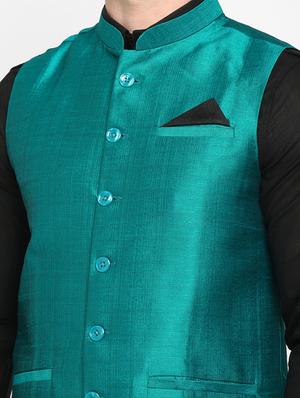 green solid nehru jacket - 17718800 - Standard Image - 5