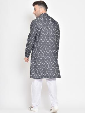 grey printed kurta pyjama set - 17718871 - Standard Image - 4