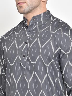 grey printed kurta pyjama set - 17718871 - Standard Image - 6