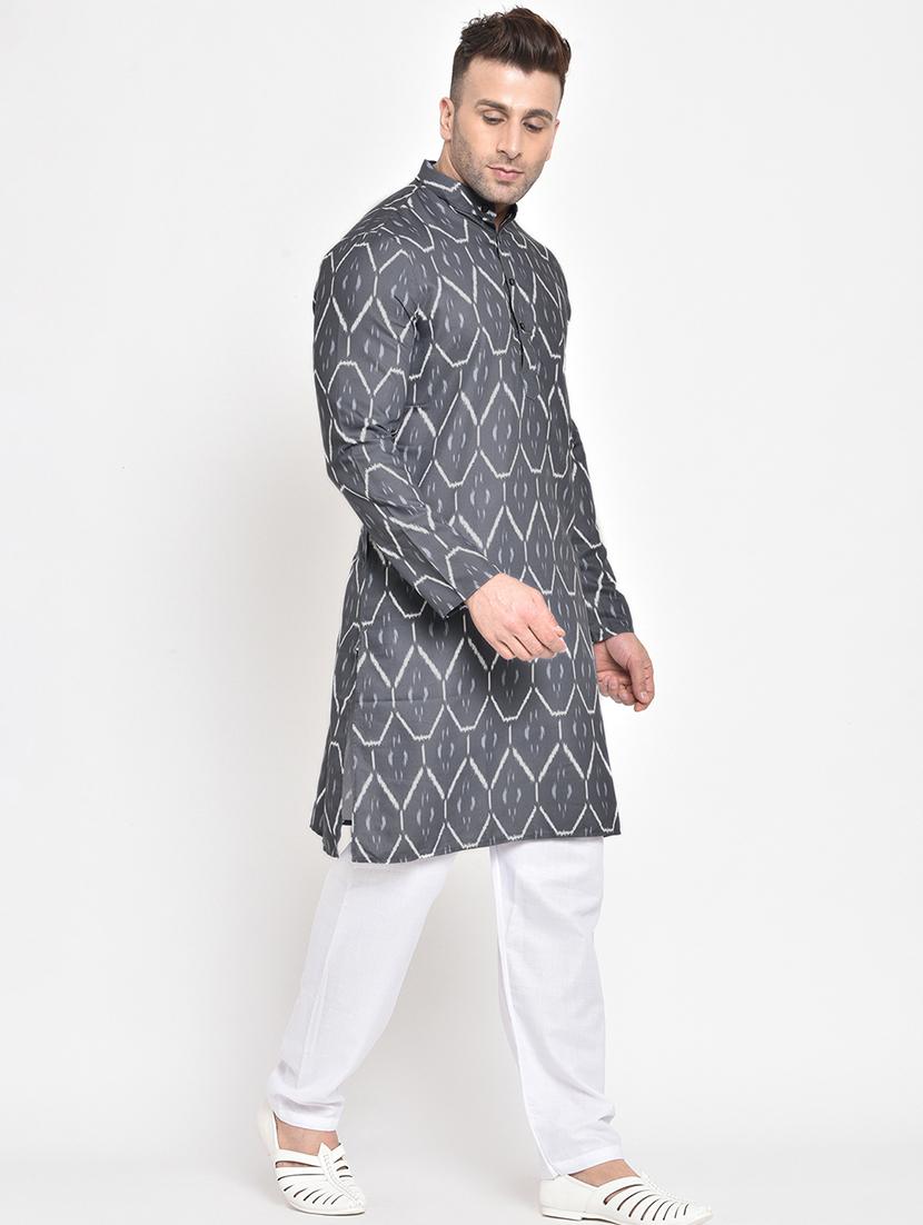 grey printed kurta pyjama set - 17718871 - Zoom Image - 2