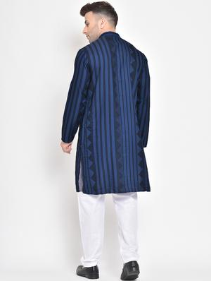 navy blue printed kurta pyjama set - 17718873 - Standard Image - 4