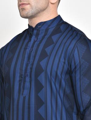 navy blue printed kurta pyjama set - 17718873 - Standard Image - 6