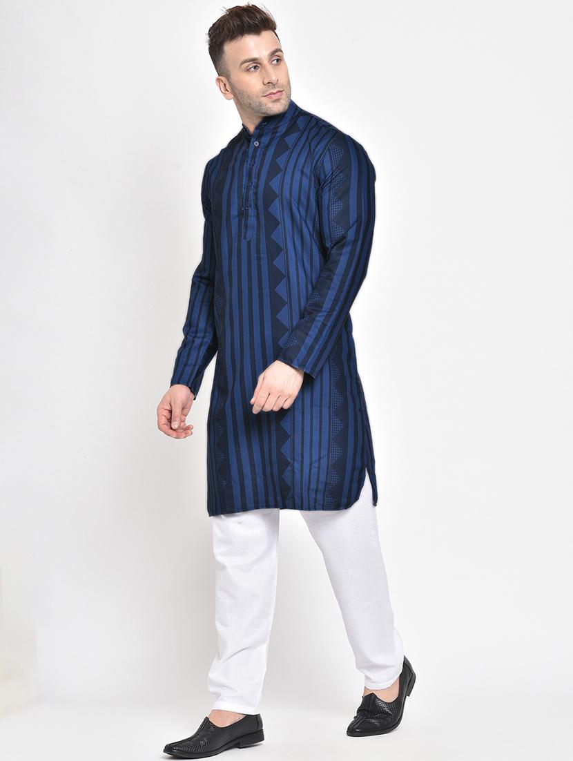 navy blue printed kurta pyjama set - 17718873 - Zoom Image - 3