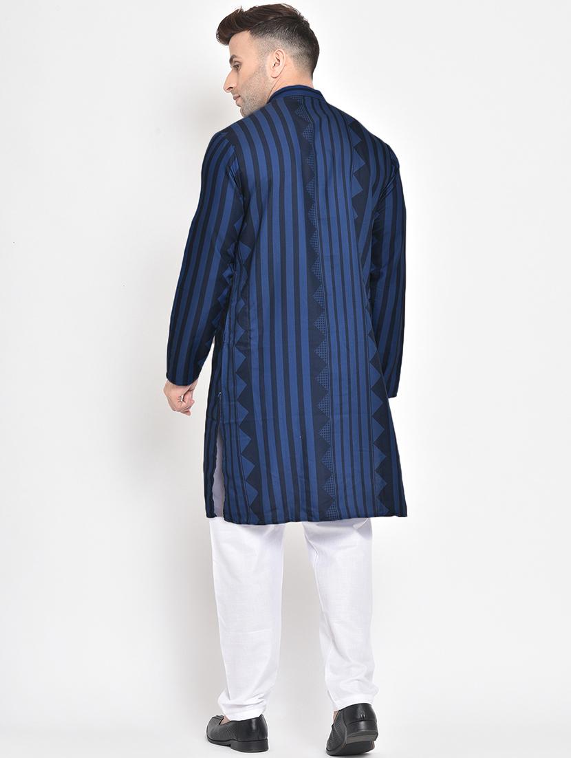navy blue printed kurta pyjama set - 17718873 - Zoom Image - 4