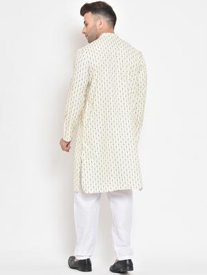 white striped kurta pyjama set - 17718877 - Standard Image - 4
