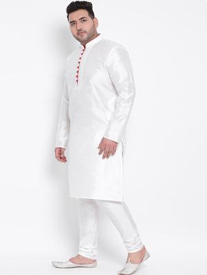 plus size white solid kurta pyjama set - 17718890 - Standard Image - 3