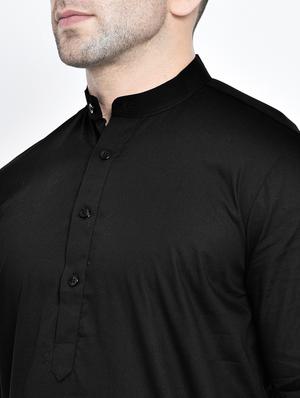 black solid kurta pyjama set - 17718898 - Standard Image - 6