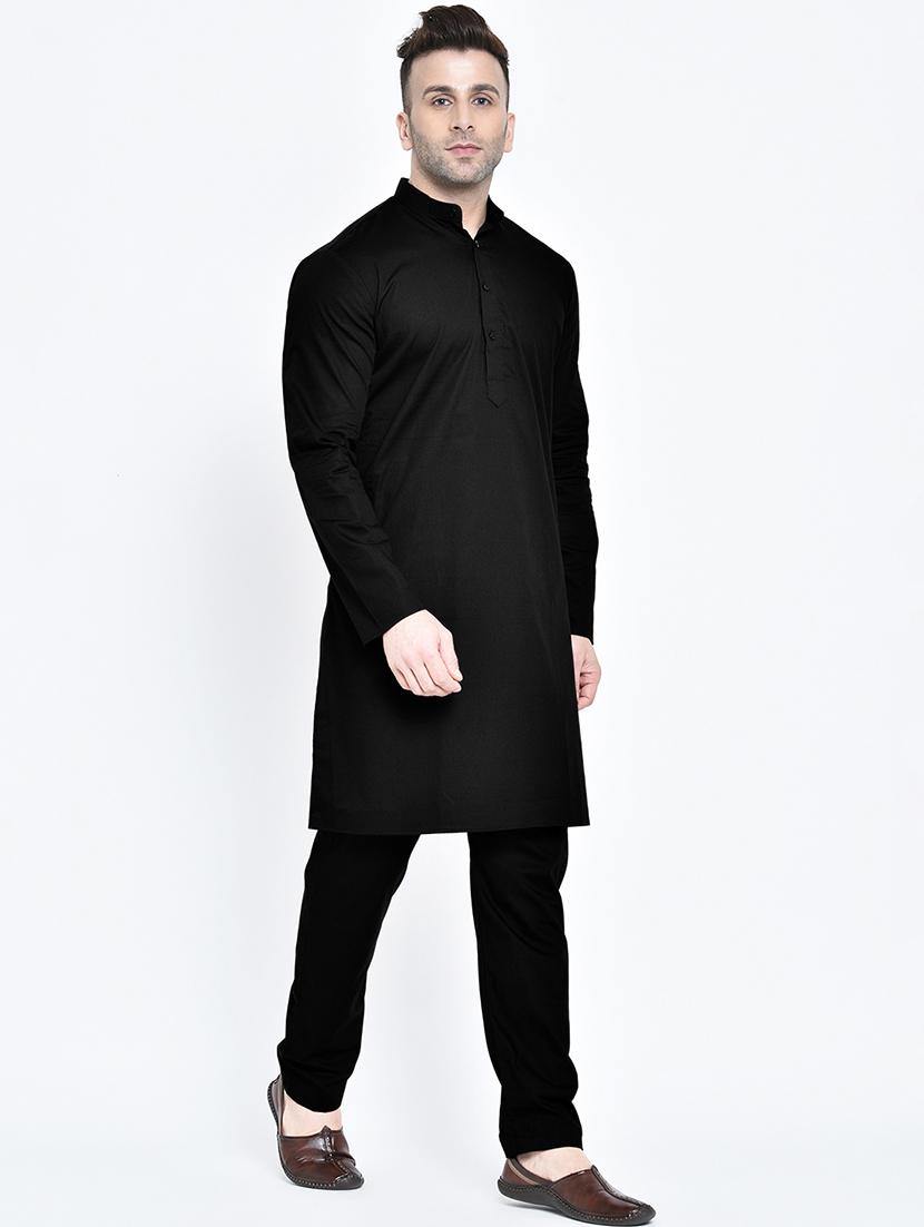black solid kurta pyjama set - 17718898 - Zoom Image - 2