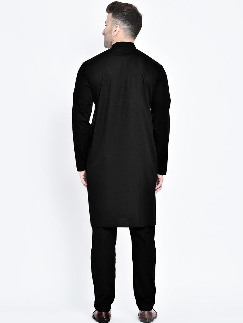 black solid kurta pyjama set - 17718898 - Zoom Image - 4