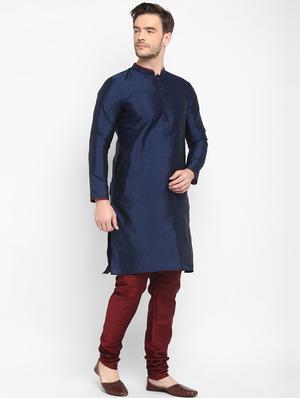 navu blue solid kurta pyjama set - 17718918 - Standard Image - 2