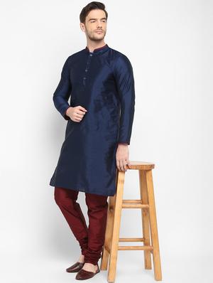 navu blue solid kurta pyjama set - 17718918 - Standard Image - 5