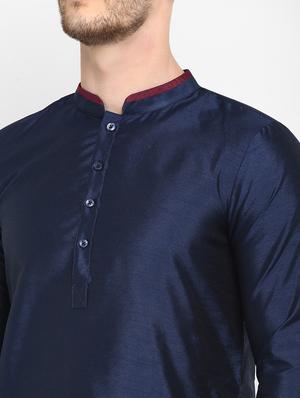 navu blue solid kurta pyjama set - 17718918 - Standard Image - 6