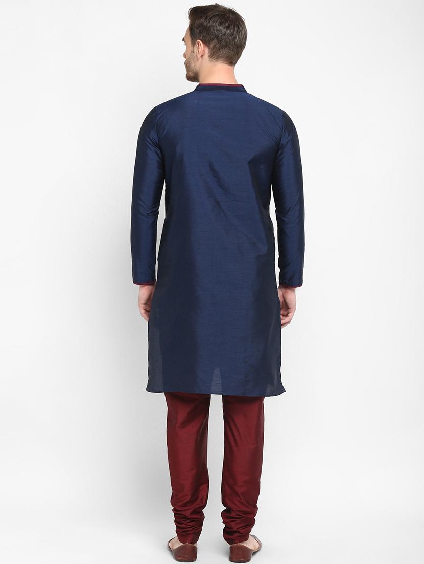 navu blue solid kurta pyjama set - 17718918 - Zoom Image - 4