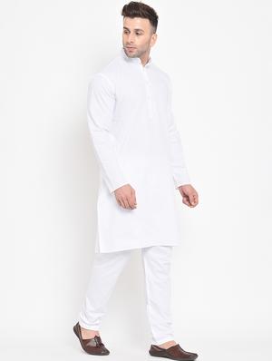 white solid kurta pyjama set - 17718923 - Standard Image - 3