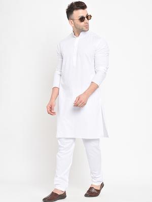 white solid kurta pyjama set - 17718923 - Standard Image - 5