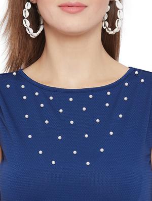 navy blue polyester high low dress - 17718955 - Standard Image - 5