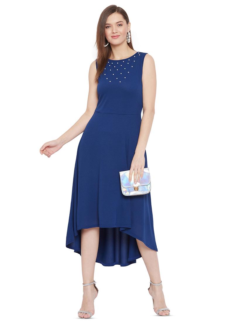 navy blue polyester high low dress - 17718955 - Zoom Image - 4