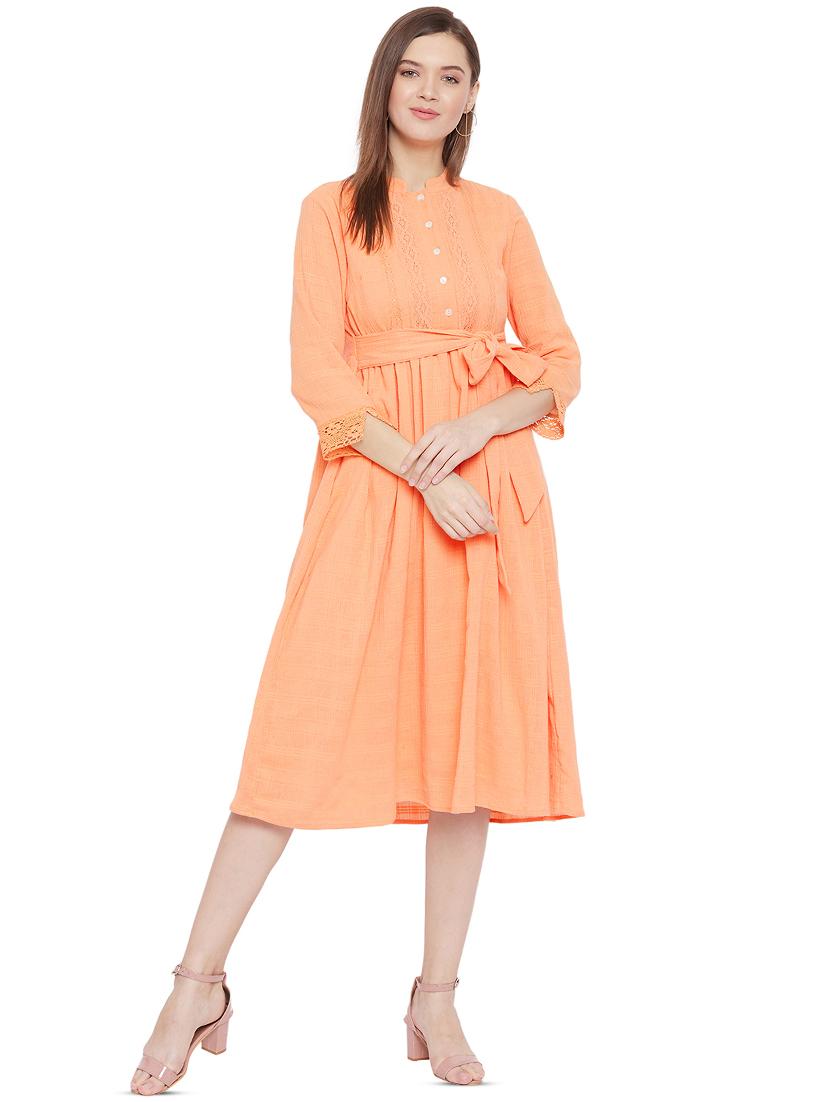 orange cotton aline dress - 17718958 - Zoom Image - 4